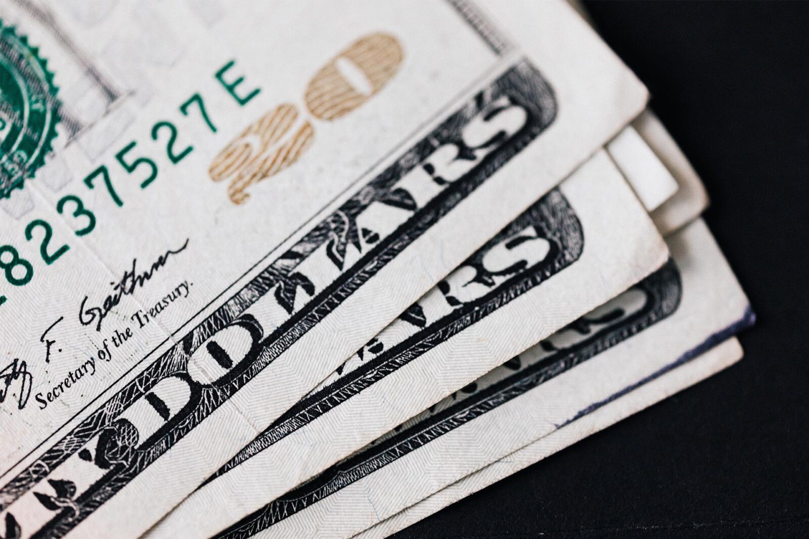 View of $20 bills